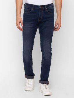 Spykar - Dark Blue Cotton Regular Fit Narrow Length Jeans for Men (rover)