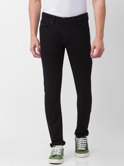 Spykar - Black Cotton Slim Fit Narrow Length Jeans for Men (skinny)