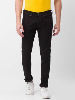 Spykar - Black Cotton Slim Fit Narrow Length Jeans for Men (skinny)