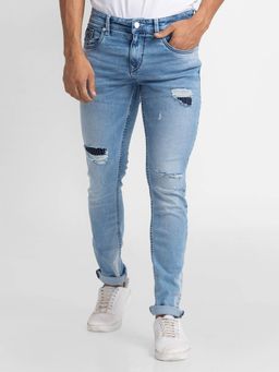 Spykar - Ice Blue Cotton Slim Fit Narrow Length Jeans for Men (skinny)