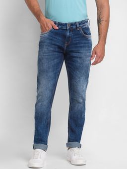 Spykar - Dark Blue Cotton Slim Fit Narrow Length Jeans for Men (Skinny)