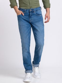 Spykar - Men Light Blue Cotton Regular Fit Narrow Length Jeans