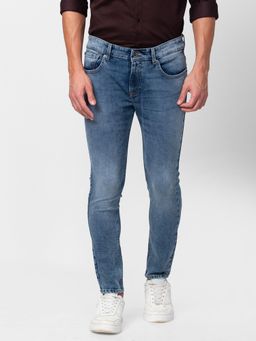 Spykar - Blue Mid Rise Tapered Fit Jeans for Men