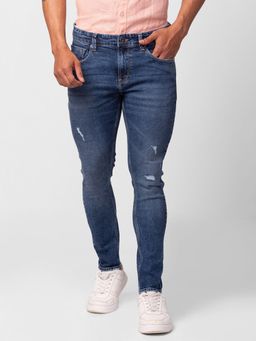 Spykar - Blue Mid Rise Tapered Fit Jeans for Men