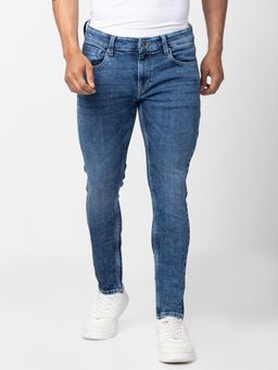 Spykar - Blue Mid Rise Tapered Fit Jeans for Men