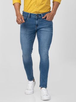 Spykar - Blue Mid Rise Tapered Fit Jeans for Men