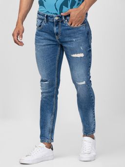 Spykar - Blue Mid Rise Tapered Fit Jeans for Men