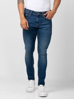 Spykar - Men Vintage Blue Cotton Stretch Slim Fit Tapered Length Jeans (Kano)