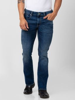 Spykar - Men Dark Blue Cotton Stretch Comfort Fit Regular Length Jeans (Rafter)