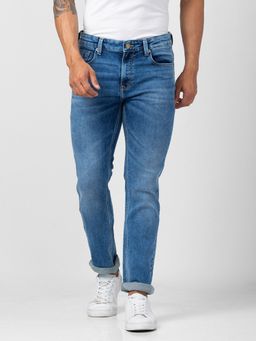 Spykar - Men Light Blue Cotton Comfort Fit Straight Length Jeans (Ricardo)