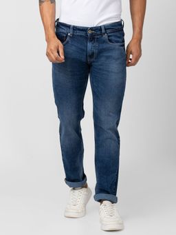 Spykar - Men Vintage Blue Cotton Stretch Comfort Fit Straight Length Jeans (Ricardo)