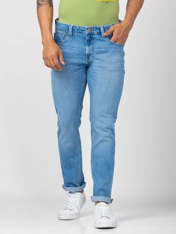 Spykar - Men Light Blue Cotton Comfort Fit Straight Length Jeans (Ricardo)
