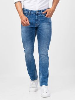 Spykar - Men Mid Blue Cotton Regular Fit Narrow Length Jeans (Rover)