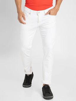 Spykar - Men White Cotton Slim Fit Narrow Length Jeans (Skinny)