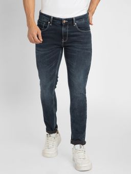 Spykar - Men Dark Blue Cotton Super Slim Fit Tapered Length Jeans (Super Skinny)