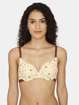 Zivame - Hand Drawn Push-Up Wired Medium Coverage Bra - Apricot - Yellow