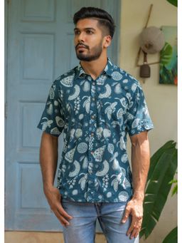 RATAN JAIPUR - Indigo Fruit Punch Cotton Half Sleeves Shirt