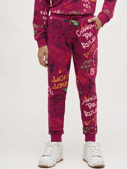 Jack & Jones Junior - Boys Magenta Printed Joggers