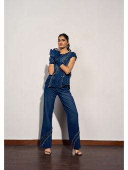 Clothes on my mind - Blue Commercial Hit Co-Ord Set with Chain Detail