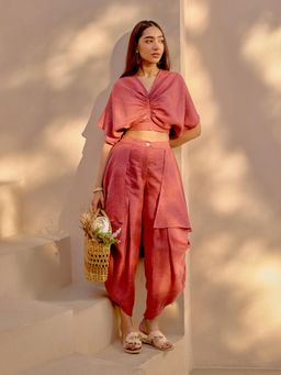 House of Fett - Baku Linen Pink Top with Pant Co-Ords
