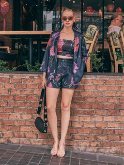House of Fett - Chuck and Blair Black Coat with Short and Crop Top Co-Ords