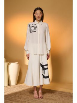 Masaba - Ivory Moo Meadow Shirt with Skirt