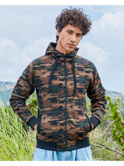 Campus Sutra - Mens Brown Camouflage Hoodie