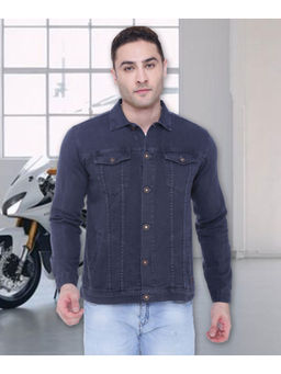 KUONS AVENUE - Mens Navy Blue Casual Trucker Denim Jacket