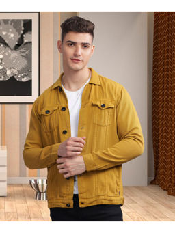 KUONS AVENUE - Mens Mustard Casual Trucker Denim Jacket