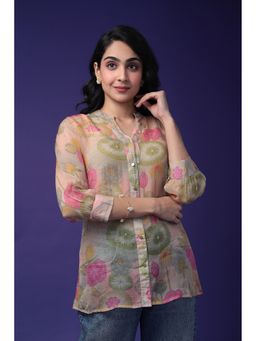 Zari Jaipur - Women Multi-Color Organza Shirt with Print