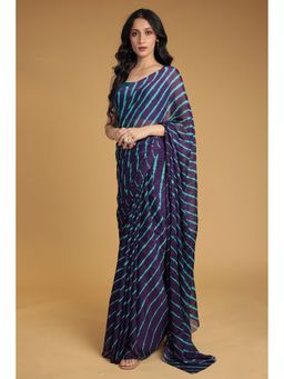 Zari Jaipur - Chiffon Purple Saree with Unstitched Blouse