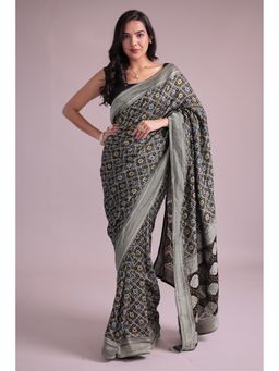 Zari Jaipur - Handloom Black Saree with Unstitched Blouse