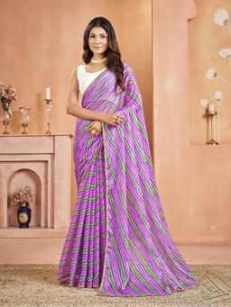 Garden VARELI - Chiffon Laheriya Print Purple Saree with Unstitched Blouse