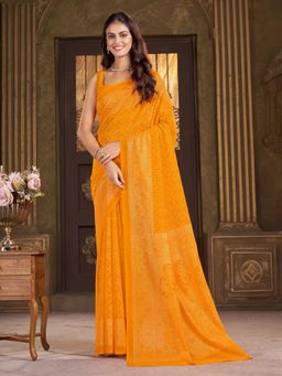 Garden VARELI - Georgette Bandhani Printed Orange Saree with Unstitched Blouse
