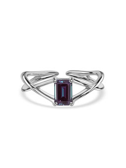 Ornate Jewels - 925 Silver Rhodium Plated Alexandrite Solitaire Adjustable Ring for Women & Girls