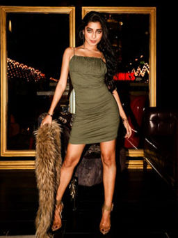 FREAKINS - Olive Green Olive Green Ruched Dress