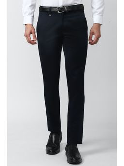 Van Heusen - Men Navy Solid Slim Fit Trousers