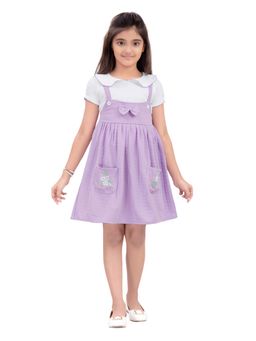 Aarika - Party Wear Light Purple Colour Self Design Nylon Dress with Inner T-shirt