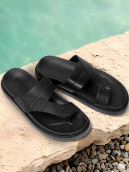 Metro - Mens Black Open Casual - Sandals with Flat sole