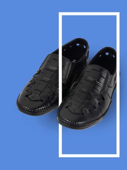 Mochi - Mens Black Slip On closure Casual - Sandals with Flat sole