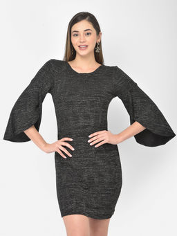 Latin Quarters - Black Lurex 3/4 Sleeve Shift Dress