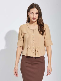 Latin Quarters - Women Beige Solid Top
