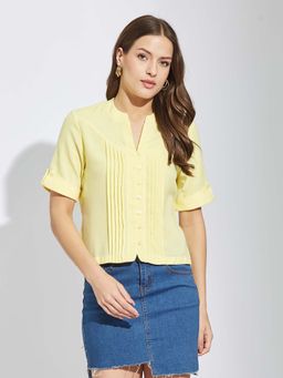 Latin Quarters - Women Yellow Solid Shirt