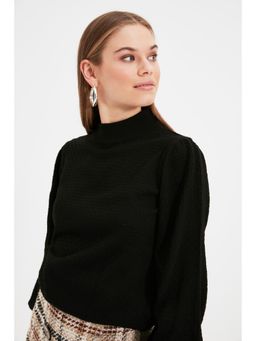 Trendyol - Black Comfortable Fit Solid-plain Turtle Neck Top