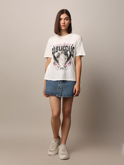ONLY - Graphic Printed White T-Shirt