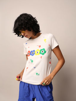 ONLY - Printed White T-Shirt