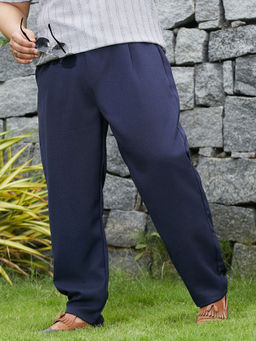 Instafab Plus - Men Blue Solid Casual Trouser
