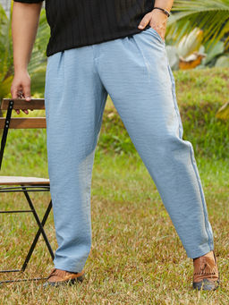 Instafab Plus - Men Blue Solid Casual Trouser