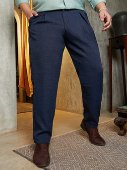Instafab Plus - Men Blue Solid Casual Trouser