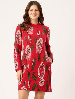 APSLEY - Red Mini Sweater Dress